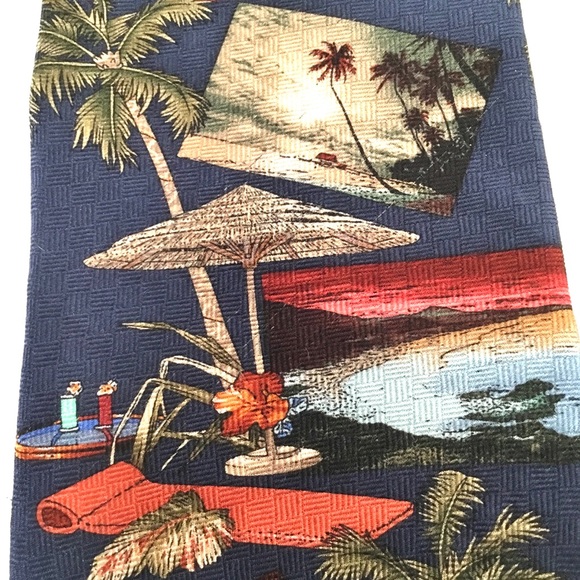 Croft & Barrow Necktie 100% Silk Tropical Blue - Picture 3 of 7